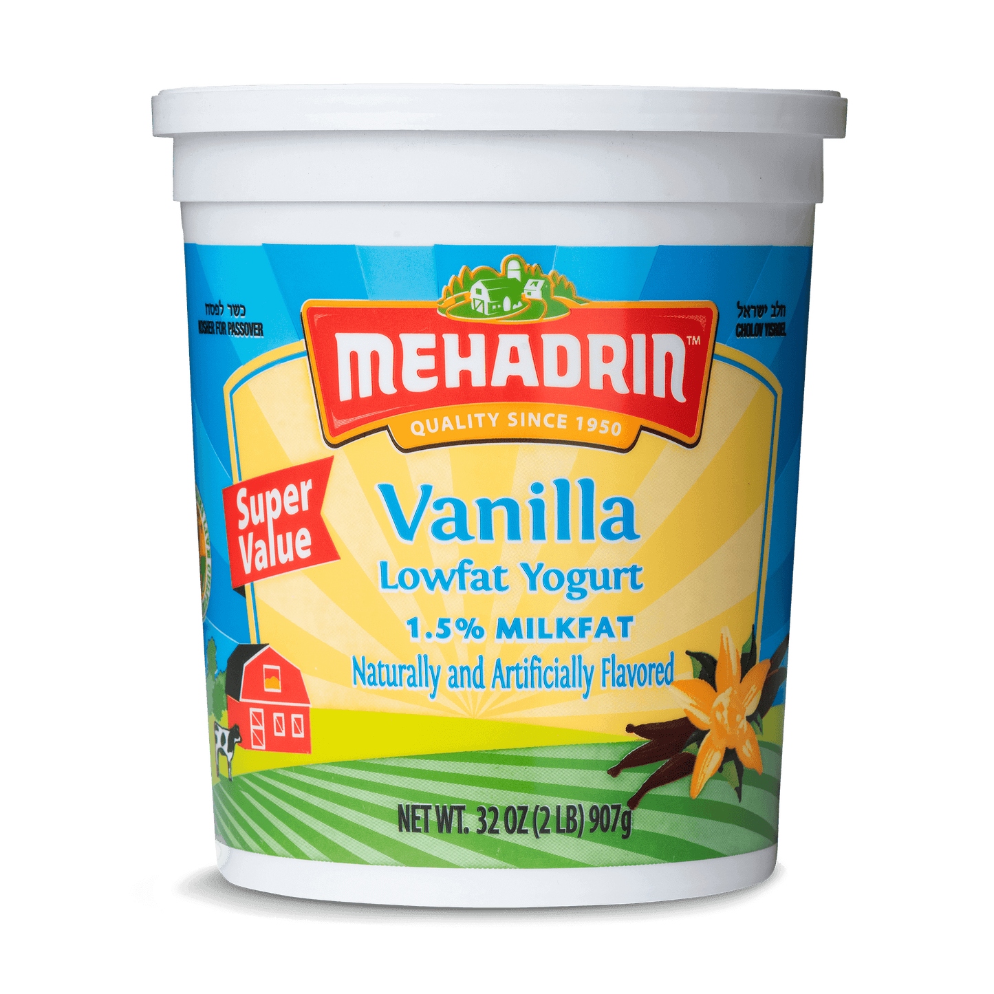 Mehadrin Natural Lowfat Yogurt Vanilla 32oz (KP)